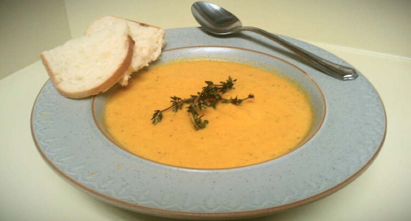 Roasted Carrot-Thyme Soup with Cream