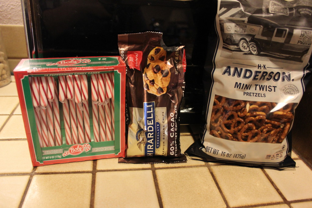 Peppermint Chocolate Coated Pretzels 