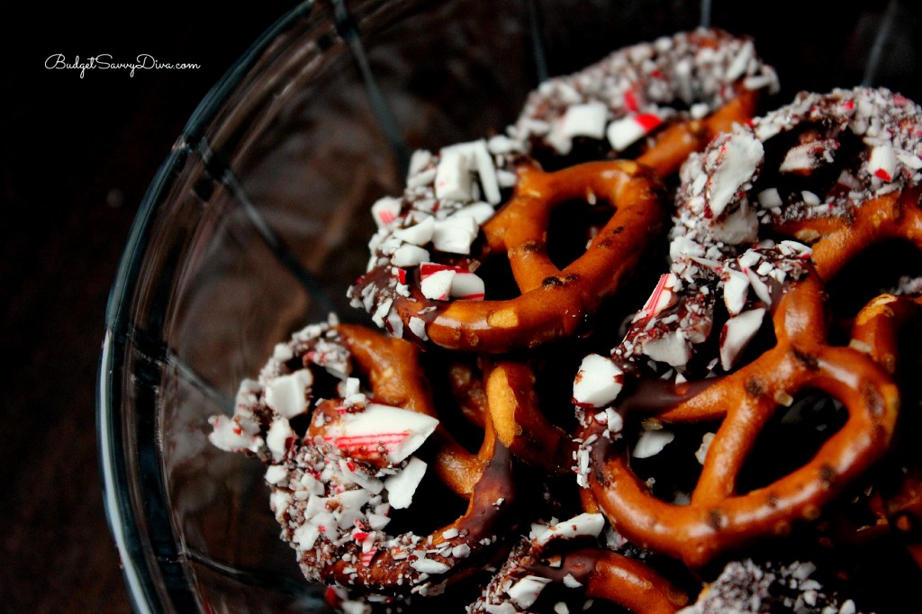Peppermint Chocolate Coated Pretzels 