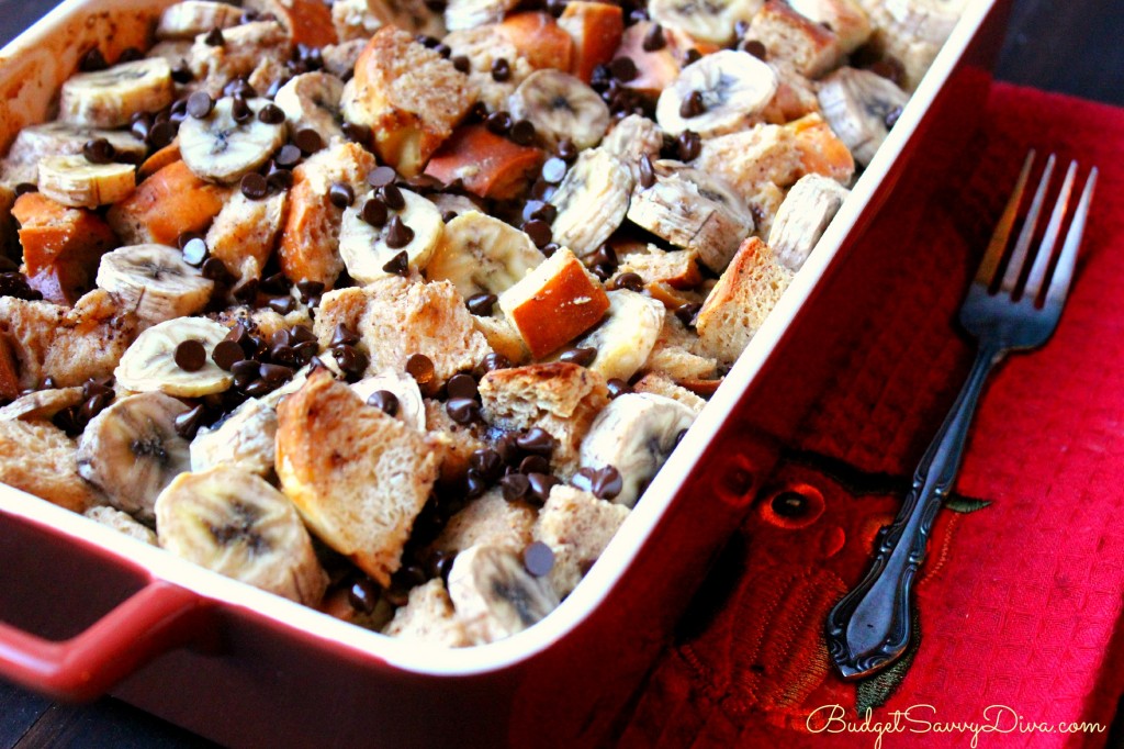 Chocolate, Peanut Butter, Banana French Toast Casserole Recipe 