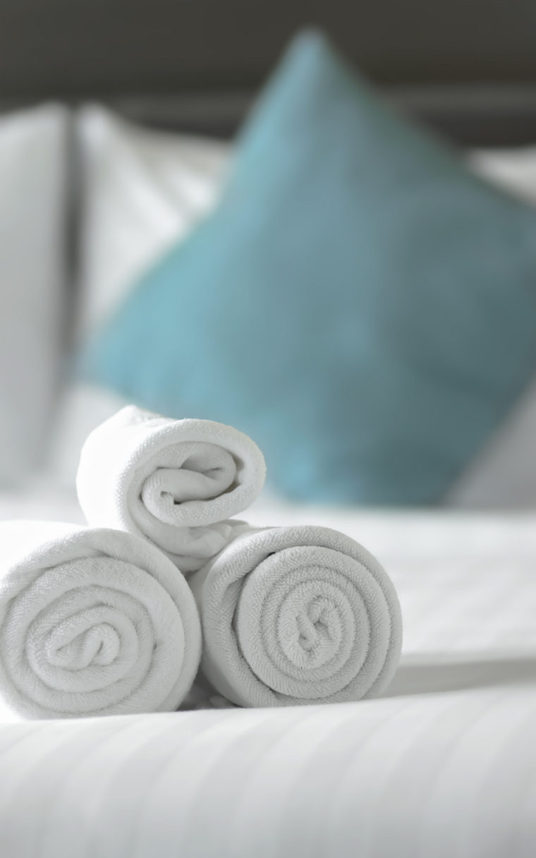 close up towels on the bed