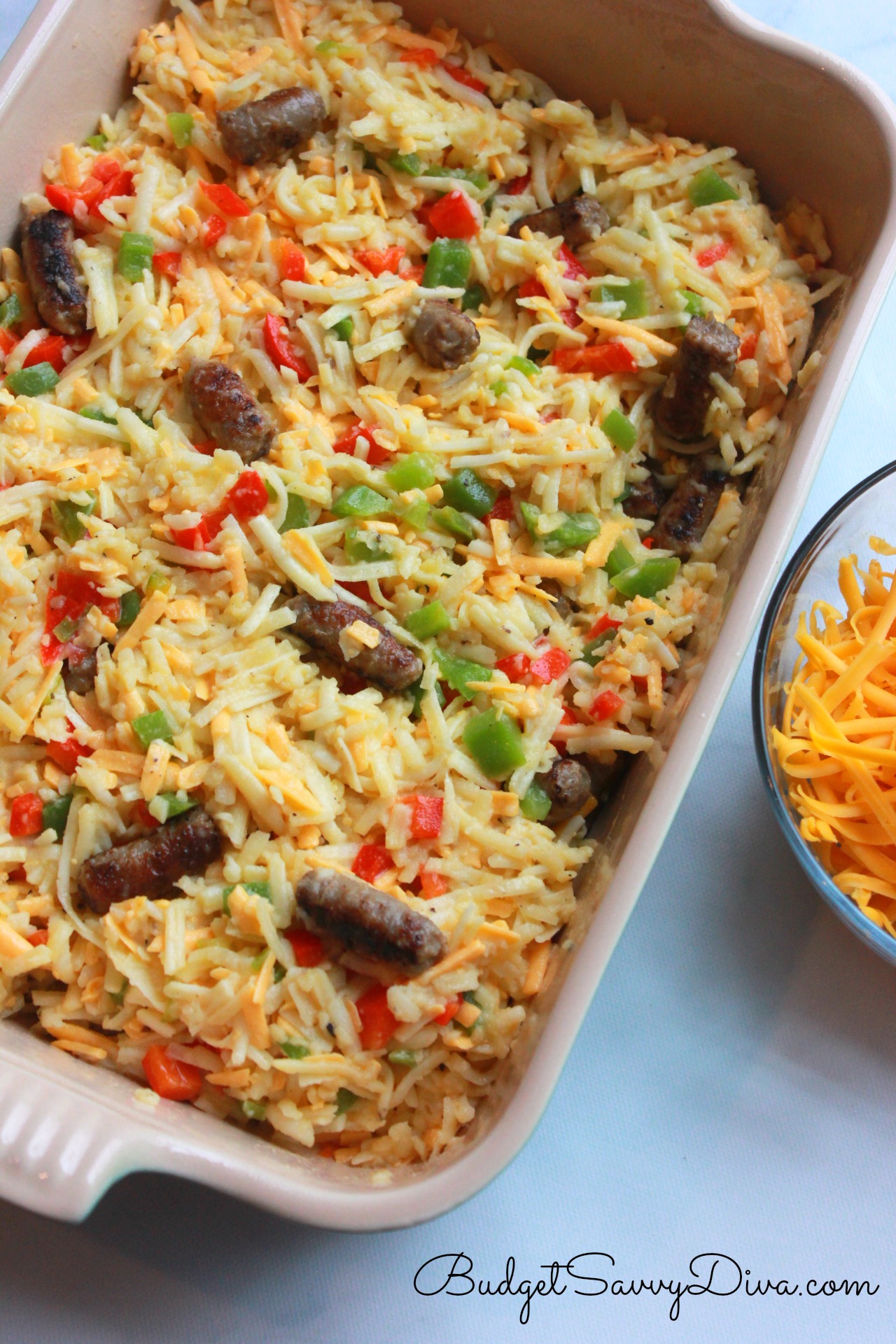 Cheesy Egg and Sausage Breakfast Bake Budget Savvy Diva